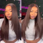 Tinashe hair dark brown layered cut straight wig (1)