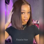 Tinashe hair dark brown straight bob wig