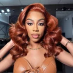 Tinashe hair copper brown loose wave short wig (2)