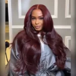 Tinashe hair dark burgundy body wave wig