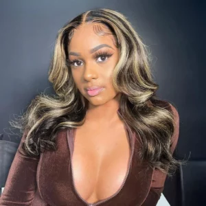 Tinashe hair balayage highlight body wave wig shoulder length (3)