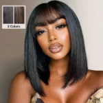 Tinashe hair Yaki straight bob wig with bangs (2)