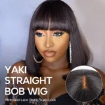Tinashe hair Yaki straight bob wig with bangs (3)