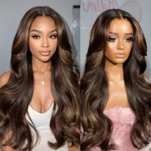 Tinashe hair highlight brown pull go glueless body wave wig (1)