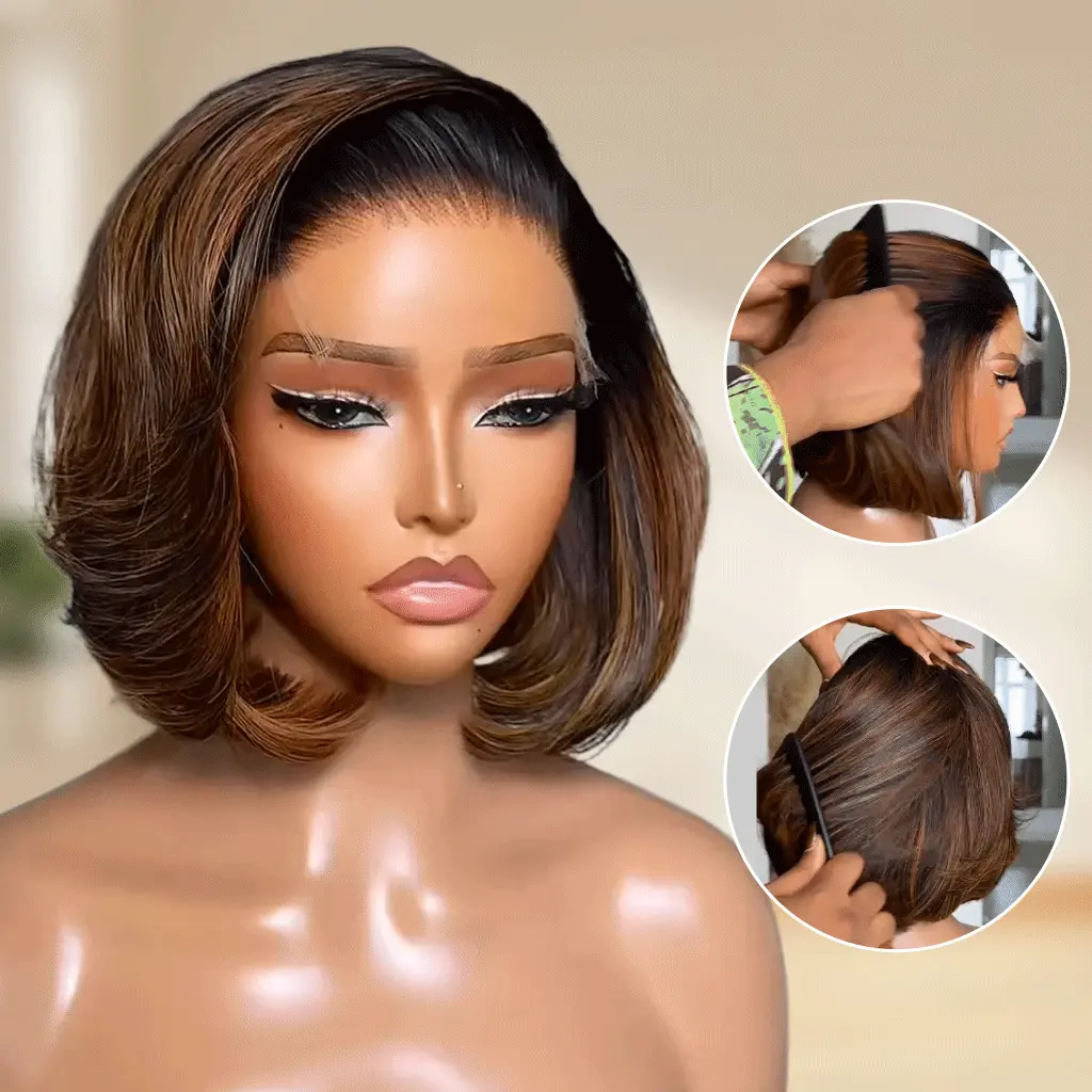 Tinashe hair highlight brown layer bob wig (1)