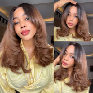 Tinashe hair ombre brown layered cut wig 1