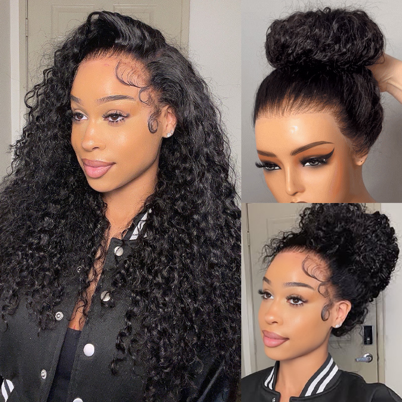 Tinashe Hair Pull Go Drawstring 360 Lace Frontal Wigs Water Wave Pre-Bleached Knots Human Hair Wigs - 28 inch - Invisi-Strap 360 Wig - No