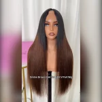 Tinashe hair ombre brown yaki straight v part wig