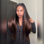 Tinashe hair ombre brown yaki straight v part wig