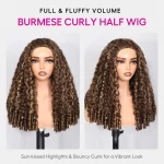 Tinashe hair highlight honey blonde burmese curly half wig (1)